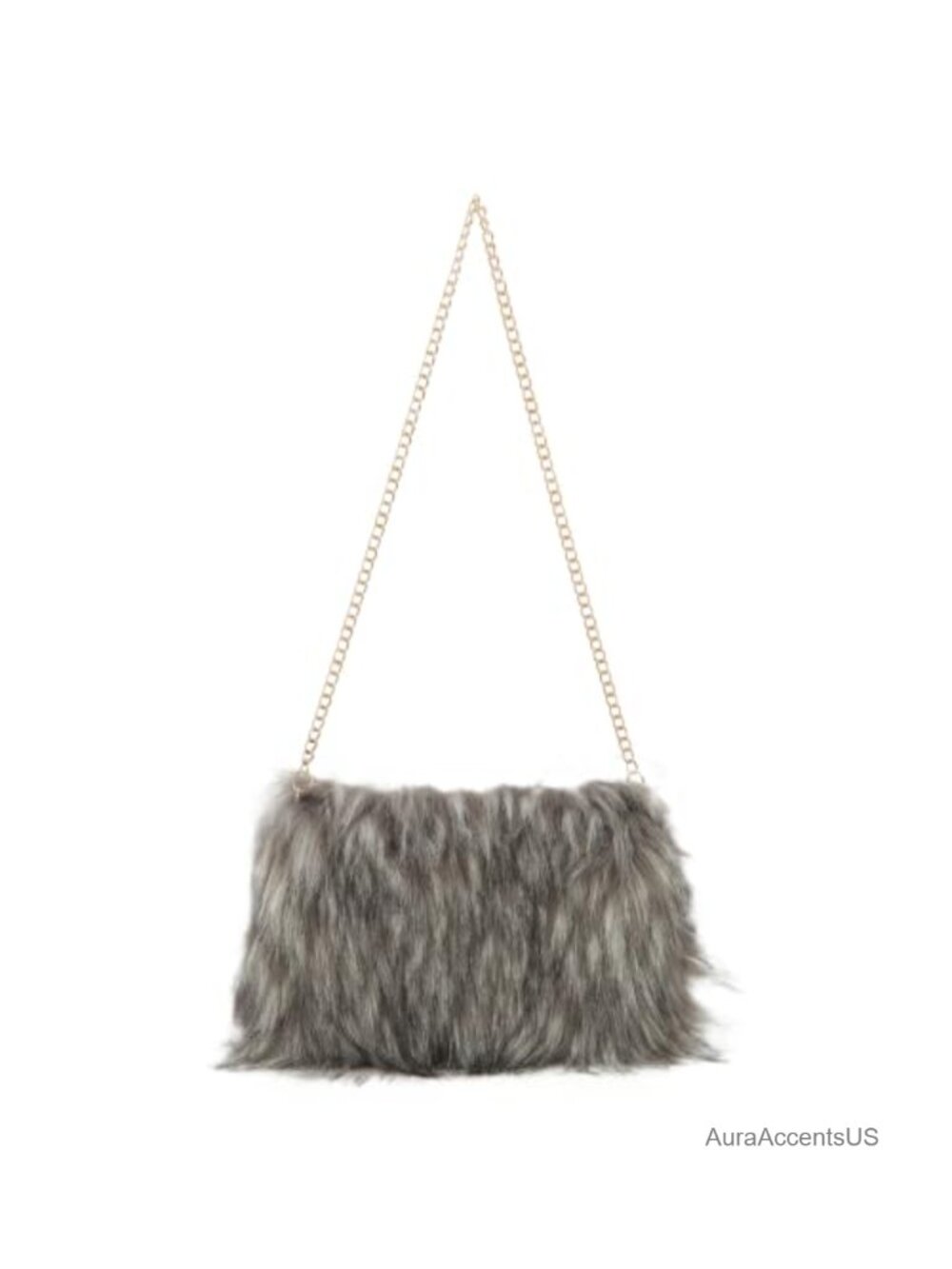 Faux Fur Evening Handbag Soft Fluffy Crossbody Shoulder Bag with Chain Strap
